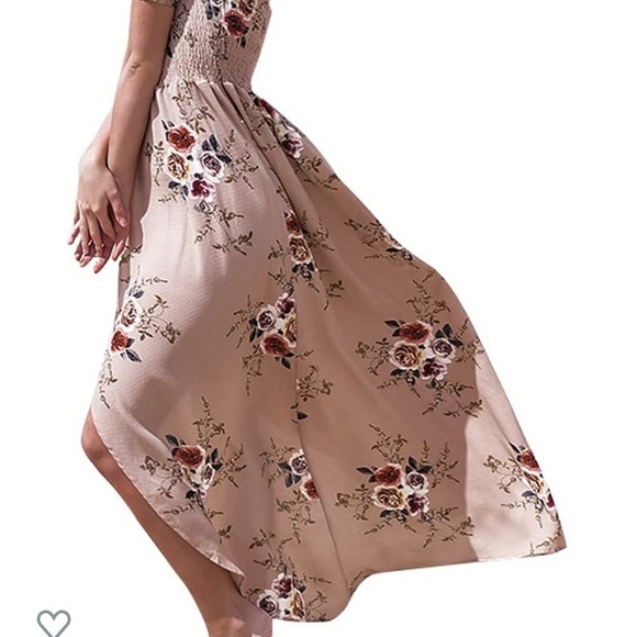Floral Off the Shoulder Split Chiffon Maxi - Picture 2 of 6